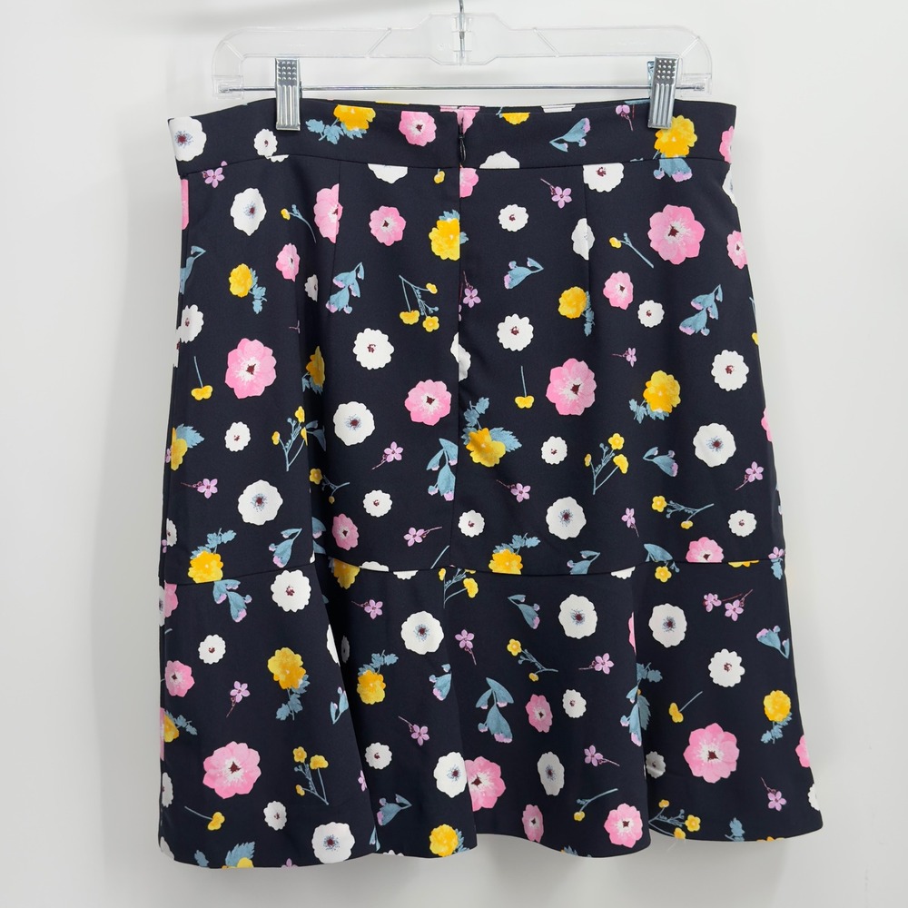 Ann Taylor Navy Blue Floral Flounce Ruffle Skirt Size 10 Pink Yellow White